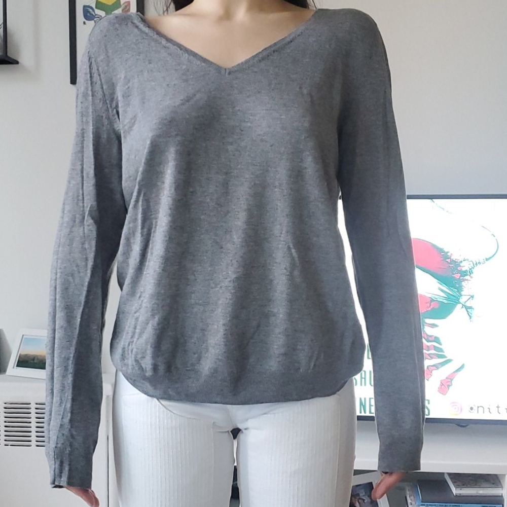 Gray V neck sweater